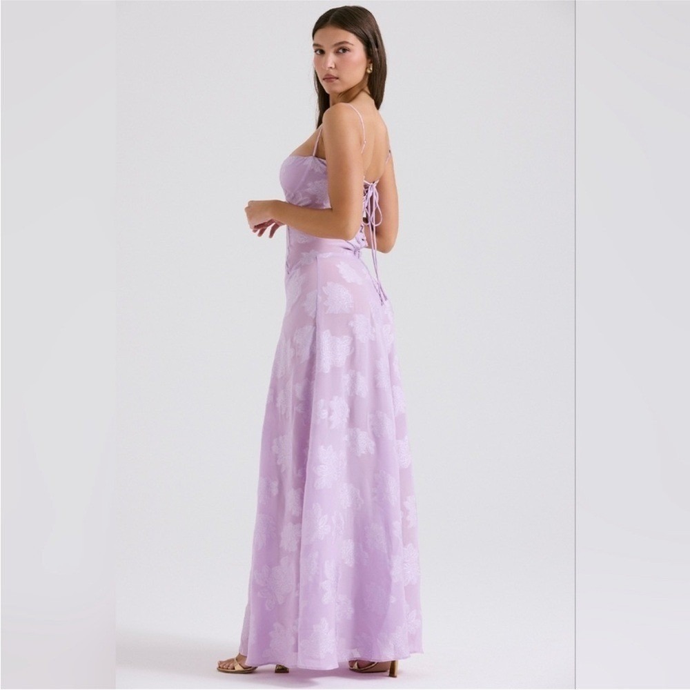 HOUSE OF CB 'Seren' Orchid‎ Floral Lace Back Maxi Dress NWOT size M A-C - Picture 8 of 10